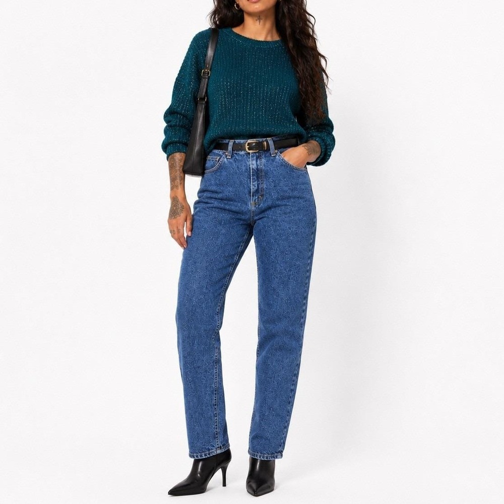90s Vintage Western Yoke Jeans Women 12 Blue Tapered High Waist Lee Riders USA